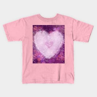 Bright and Crinkled Valentine Heart in Pink and White Kids T-Shirt